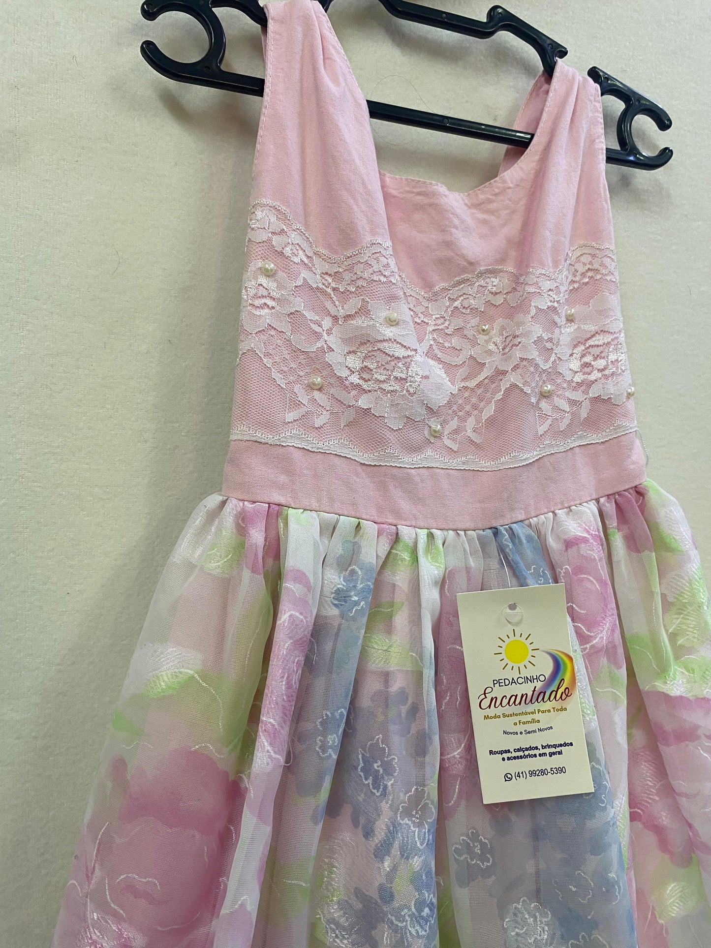 Vestido Rosa com Floral