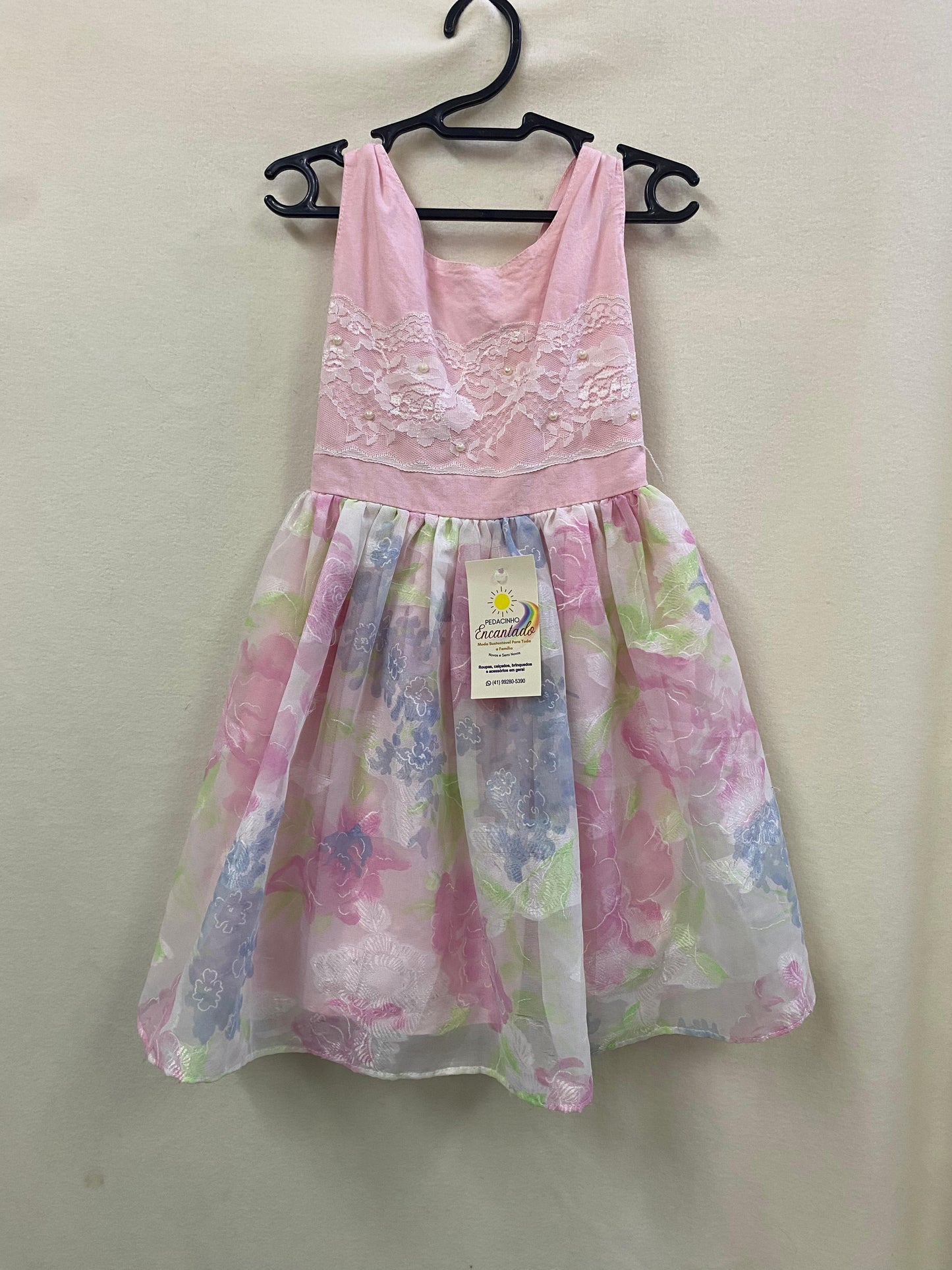 Vestido Rosa com Floral